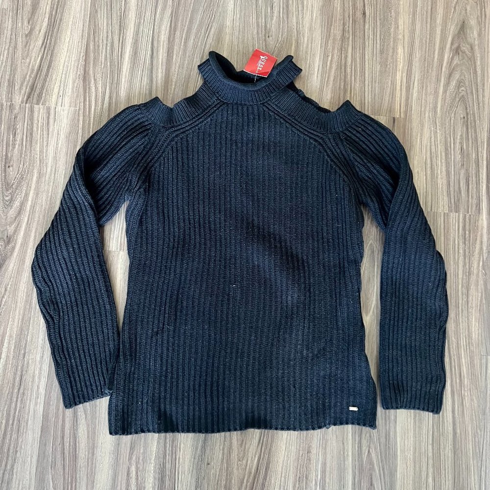 Guess Cold Shoulder Black Sweater NWT
